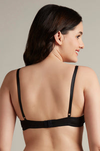 Smooth Style Padded Non-Wired Cotton Bra - Black thumbnail 3