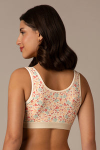 Easy Slip-On Non-Padded Non-Wired Cotton Bra - Daisy Print thumbnail 3