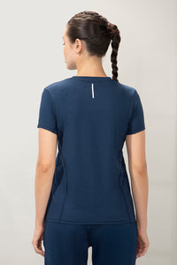 Flaunt Short Sleeve Round Neck Workout T-Shirt - Pageant Blue thumbnail 3