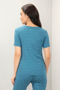 Scoop Neck Sleep Tee - Blue Heart Print thumbnail 3