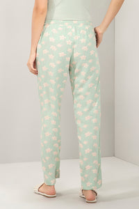 Full Length Pyjama Bottom - Seafoam Green Floral Print thumbnail 3