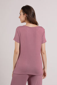 Serene Dream Henley Neck Tee - Mesa Rose thumbnail 3