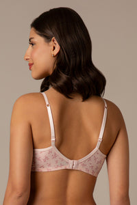 Simply Soft Padded Non-Wired Cotton Bra - Pink Floral Print thumbnail 3