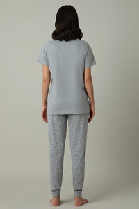 Sleep Joggers Set - Grey Melange Print thumbnail 3