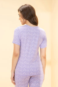 Scoop Neck Sleep Tee - Lilac Ditsy Print thumbnail 3