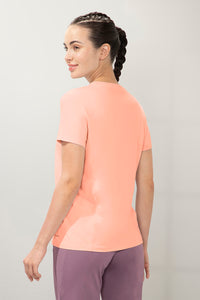 Flaunt Short Sleeve Round Neck Workout T-Shirt - Tropical Peach thumbnail 3