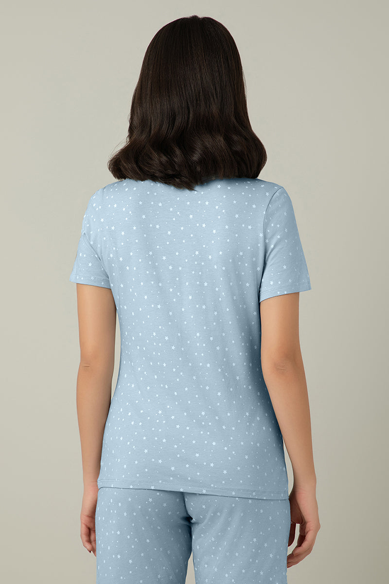 Scoop Neck Sleep Tee - Celestial Blue Print - Image 3 of 5