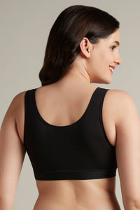 Easy Slip-On Non-Padded Non-Wired Cotton Bra - Black thumbnail 3
