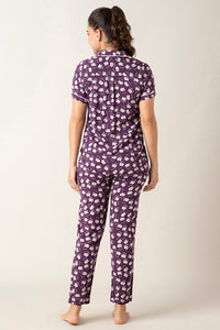 Half-Sleeves Sleep PJ Set - Shadow Purple Floral Print thumbnail 3
