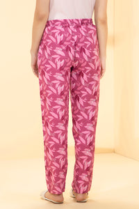 Full Length Pyjama Bottom - Red Violet Floral Print thumbnail 2