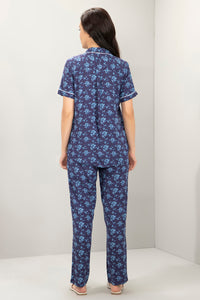 Half-Sleeves Sleep PJ Set - Blue Floral Print thumbnail 3