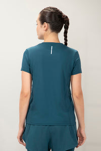 Flaunt Short Sleeve Round Neck Workout T-Shirt - Reflecting Pond thumbnail 3