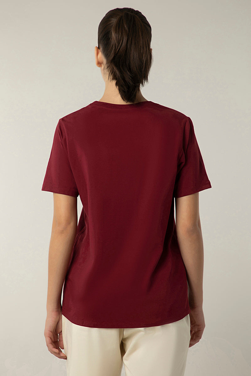 Essential Printed Tee - Red Plum