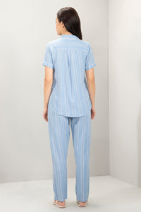Half-Sleeves Sleep PJ Set - Halogen Blue Stripe Print thumbnail 2