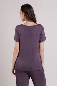Serene Dream Henley Neck Tee - Vintage Violet thumbnail 3