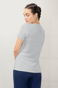 Energize Short Sleeve V-Neck Active T-Shirt - Dawn Blue thumbnail 3
