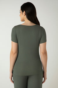 Serene Dream Henley Neck Tee - Thyme thumbnail 3