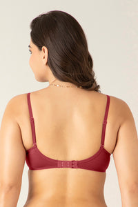 Satin Edge Padded Wired  Bra - Red Dahlia thumbnail 2