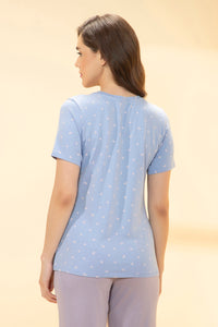 Scoop Neck Sleep Tee - Lavender Tropical Print thumbnail 3