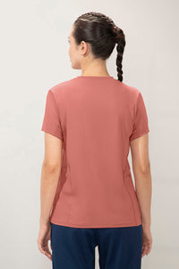 Flaunt Short Sleeve Round Neck Workout T-Shirt - Brick Dust thumbnail 3
