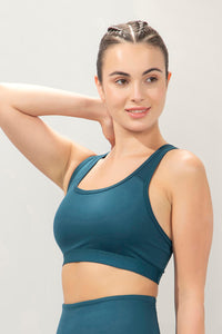 Energize Medium Impact Round Neck Sports Bra - Reflecting Pond thumbnail 2