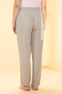 Full Length Pyjama Bottom - Peach Leaf Print thumbnail 3