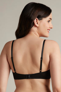 Trendy Plunge Padded Non-Wired Cotton Bra - Black thumbnail 3