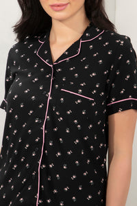 Half-Sleeves Sleep PJ Set - Black Beauty Floral Print thumbnail 5