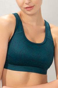Energize Medium Impact Round Neck Sports Bra - Squigly Line Print thumbnail 4