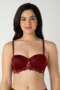Femme Lace Padded Wired Multiway Bra - Biking Red thumbnail 4