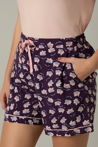 Sleep Shorts - Shadow Purple Floral Print thumbnail 4
