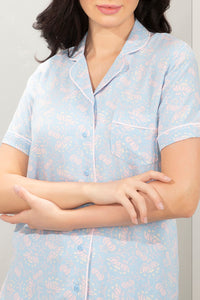 Sleep Shorts Set - Powder Blue Floral Print thumbnail 4
