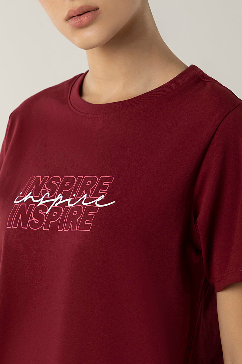 Essential Printed Tee - Red Plum