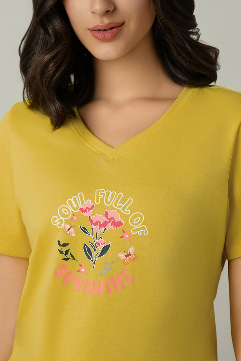 V-Neck Sleep Tee - Sunshine Print - Image 4 of 5