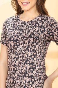 Scoop Neck Sleep Tee - Graphite Floral Print thumbnail 4