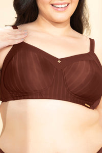 Contoured Comfort Non-Padded Non-Wired Support Bra - Cherry Mahogany thumbnail 4
