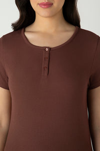 Serene Dream Henley Neck Tee - Cinnamon thumbnail 4