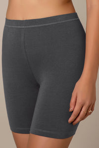 Smooth Mid-thigh Cotton Shortie Liner - Grey Pinstripe thumbnail 4
