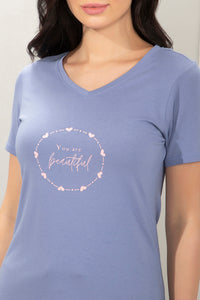 V-Neck Sleep Tee - Blue Ice Print thumbnail 4