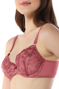 Sheer Luxe Padded Wired Demi Bra - Autumn Rose & Dusty Rose thumbnail 4