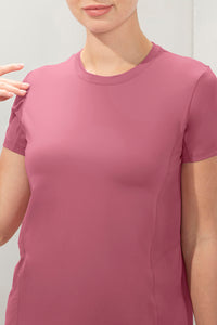 Flaunt Short Sleeve Round Neck Workout T-Shirt - Heather Rose thumbnail 4