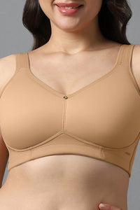 Airy Padded Non-wired Support Bra - Sandalwood thumbnail 4