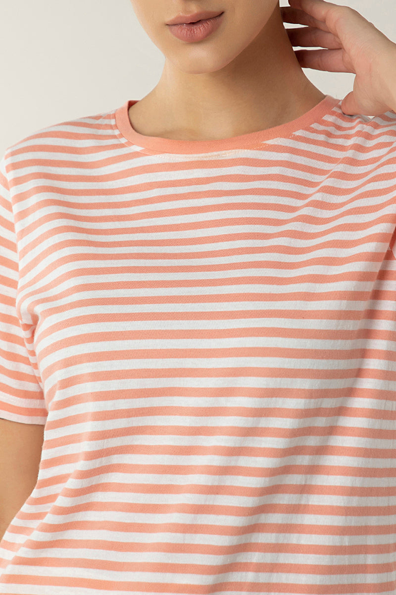 Essential Stripe Tee - Plum Stripes