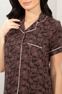 Half-Sleeves Sleep PJ Set - Burlwood Floral Print thumbnail 4
