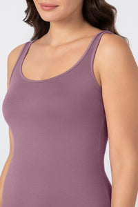 Broad Straps Body Hugging Modal Vest - Dusty Orchid thumbnail 4