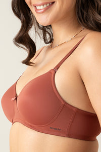 Smooth Charm Padded Wirefree Bra - Mahgony thumbnail 3