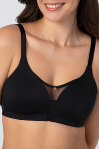 Chic Smooth Non-Padded Non-Wired Minimizer Bra - Black thumbnail 4