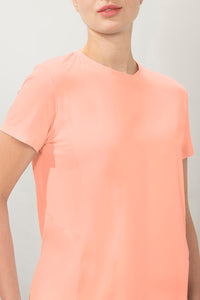 Flaunt Short Sleeve Round Neck Workout T-Shirt - Tropical Peach thumbnail 4