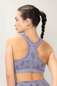 Energize Medium Impact Round Neck Sports Bra - Abstract Paint Print thumbnail 4