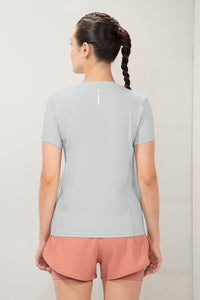Flaunt Short Sleeve Round Neck Workout T-Shirt - Dawn Blue thumbnail 3